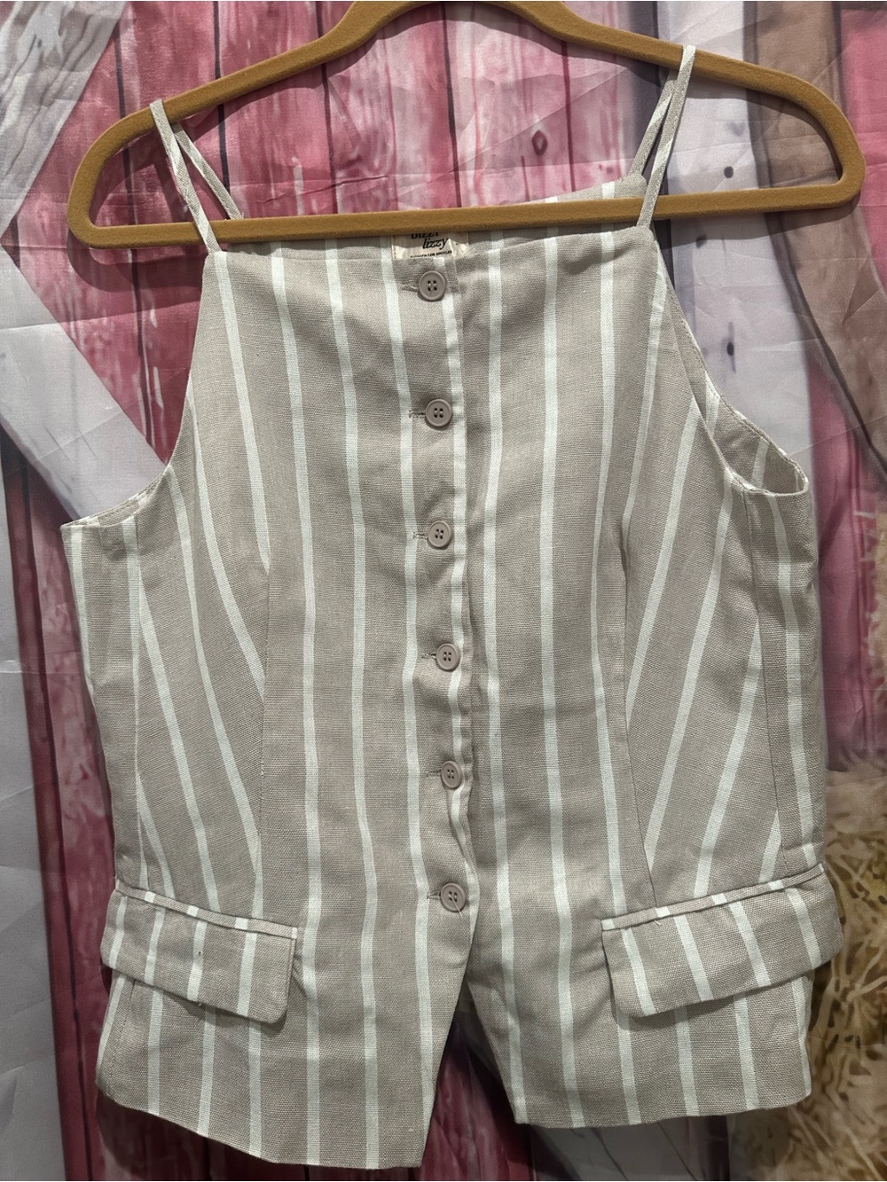 Dizzy Cream & Tan Striped Button-Front Jumpsuit Shorts